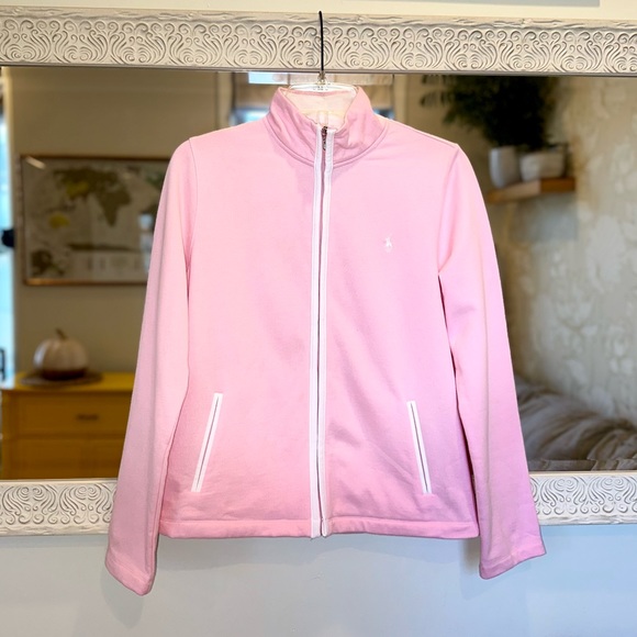 Ralph Lauren Tops - Ralph Lauren Pink & White Zip Up Jacket - Fleece Lining - M
